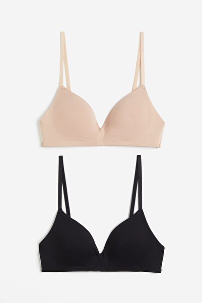 H&M 2'li Dolgulu Balensiz Pamuklu Sütyen