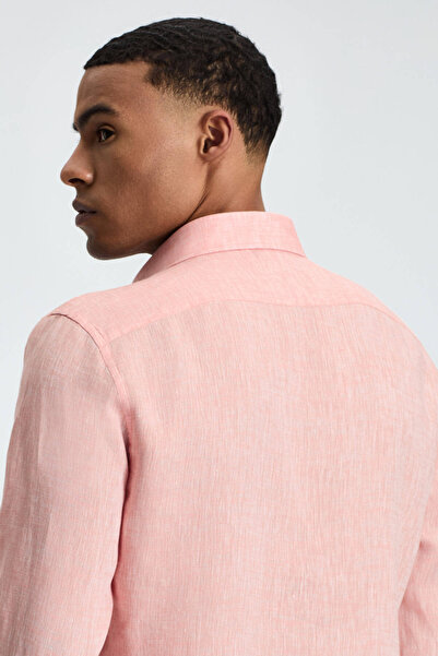 Hemington Salmon Color Pure Linen Sports Shirt