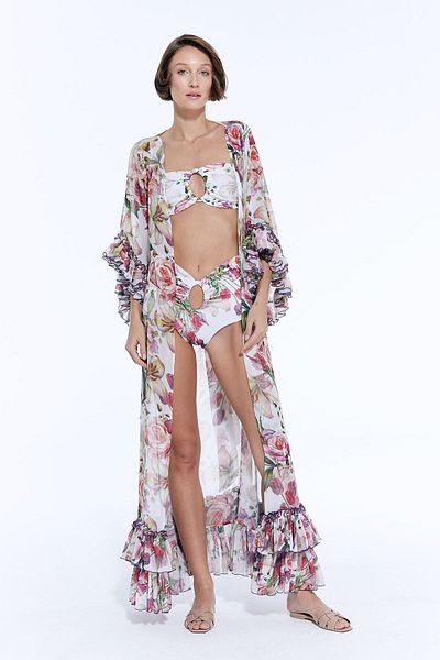 Nur Karaata Joali Bianca Long Sleeve Pareo Dress