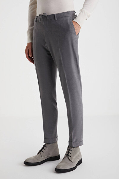 Hemington Beli Lastikli Gri Yün Jogger Flanel Pantolon