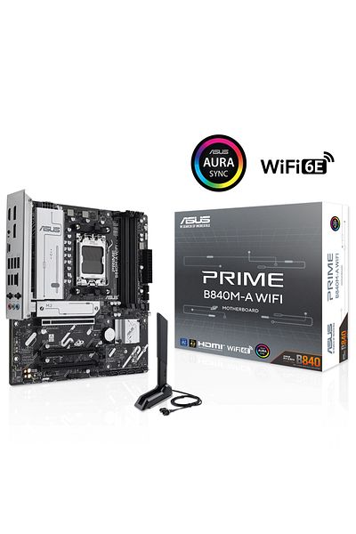 ASUS Prime B840m-a WiFi AMD B840 مقبس Am5 DDR5 7600 (OC) ميجا هرتز Matx Gaming (لاعب) اللوحة الأم