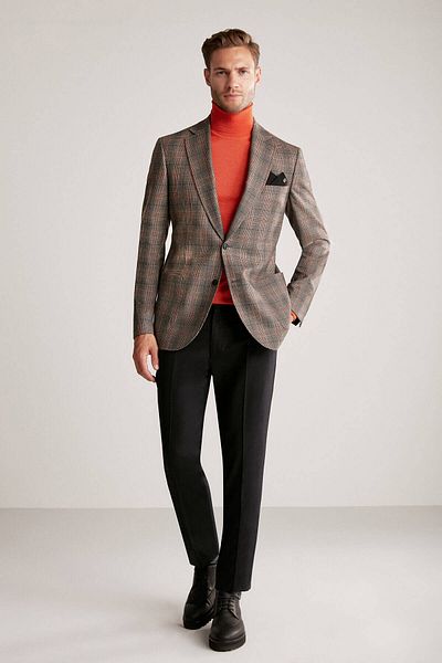 Hemington Plaid Pattern Gray Pure Wool Jacket