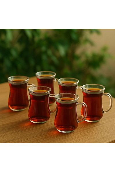Senin Dükkanın 6-Piece Enjoyment Borosilicate Tea Cup - Coffee and Presentation Cup Set, Bridal Cup