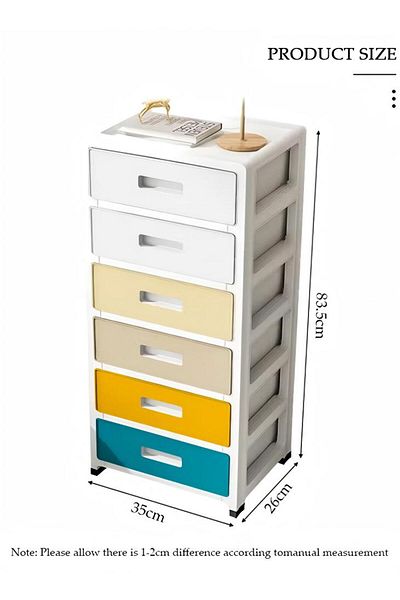 Generic 6 Layers Drawer Storage Cabinet Drawer Plastic Containers Box with Wheels 35CM Wide Slit Cabinet Dra