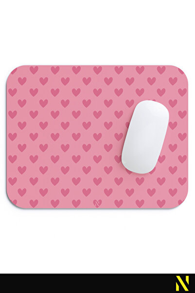 nilizma Pembe Renkli Kalpli Desenli Ergonomik Mouse Pad, Kaymaz Yüzey ile Ev ve Ofis Kullanımı için İdeal