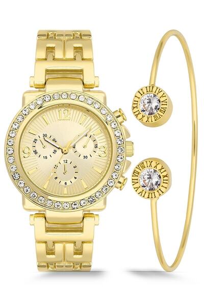 Newera Watch ساعة يد نسائية بحزام معدني مع سوار Kk350074