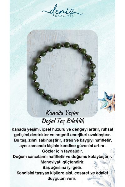 DENİZ Certified Canadian Jade Natural Stone Bracelet