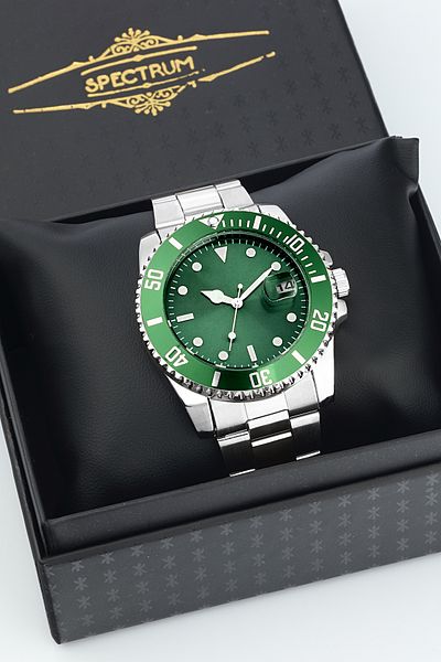 SPECTRUM PREMİUM Spectrum Premium Steel Cord Movable Bezel Calendar Men's Wristwatch in Special Box