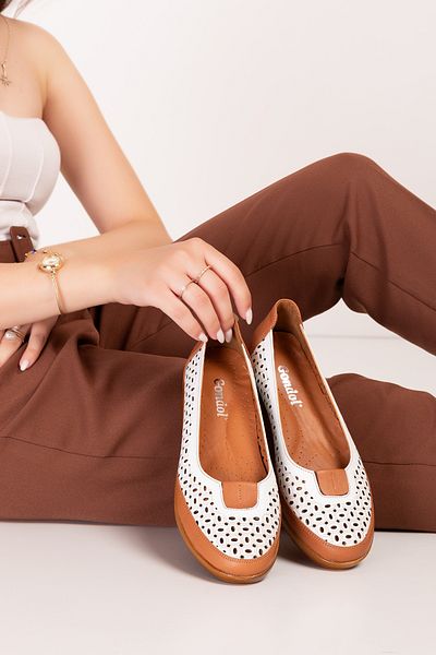Gondol Women's Genuine Leather Anatomical Sole Laser Perforated Casual Shoes Pyt.6221