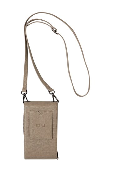 Deriderim Шкіряна сумка для телефону з хрестоподібними ременями та жіноча сумка на блискавці з кишенями для карток