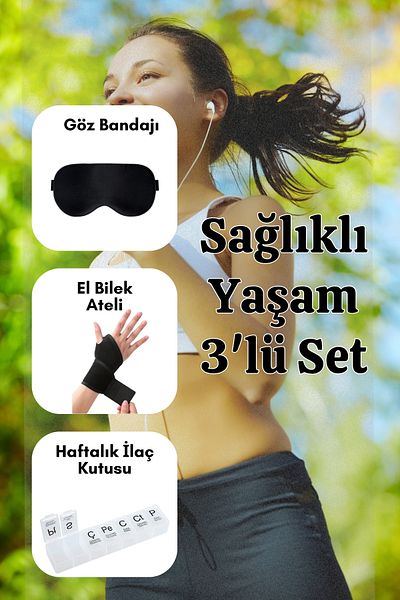 HASBY Daily Health Tracking Set – Hand Wrist Splint Eye Patch 7 Day Weekly Medicine Box 3-Piece Medical Set