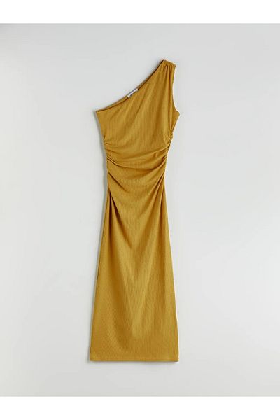 LC Waikiki Lcw Vision Sari One Shoulder Gathered Bodycon Dress