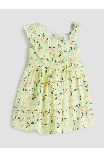 LC Waikiki Lcw Baby Ecru Crew Neck Floral Baby Girl Dress