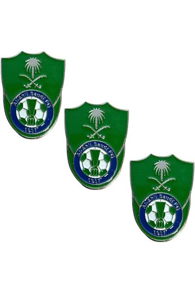 Generic Metal Shield Stickers for Al Ahli Football Club, 3 Pieces, Green and Blue, for Mobiles and Smooth Su