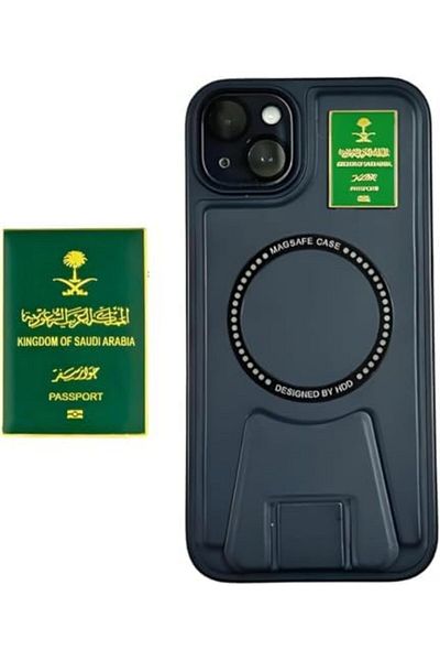 Generic Metal Stickers with Saudi Passport Design, 3 Pieces, Green and Gold