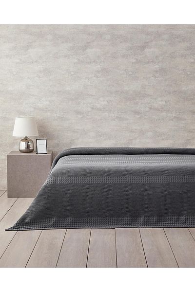 Mena Rise Fikirshop Home Almina Cotton Double Pique Anthracite 1032194