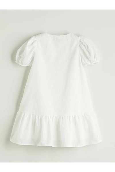 LC Waikiki Rochie albă pentru copii LCW Kids, cu decolteu, cu flori