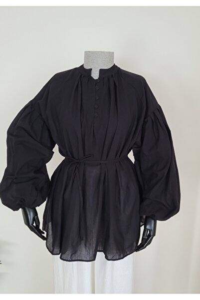 BONİTA Balon Kol Biye Kemerli Vual Gömlek