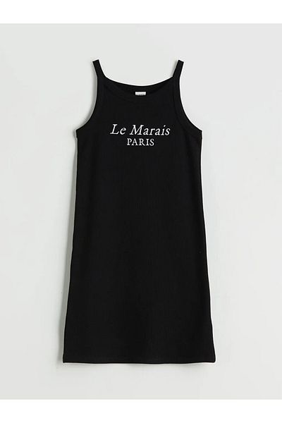 LC Waikiki Lcw Kids Black Paris Embroidery Girl Dress