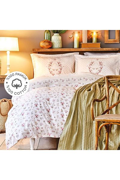 Mena Rise ŞirinShop Home طقم لحاف مزدوج من القطن 100% من Sonya Green 1108107