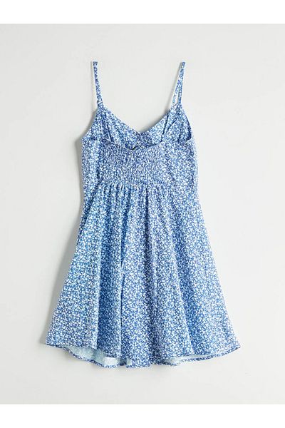LC Waikiki Lcw Vision Blue Floral Waist Seated Modal Blend Mini Dress