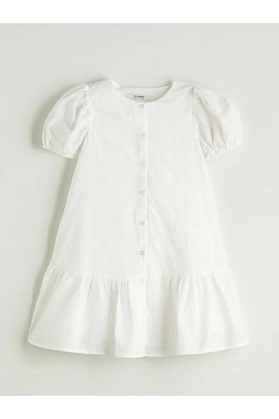 LC Waikiki Rochie albă pentru copii LCW Kids, cu decolteu, cu flori
