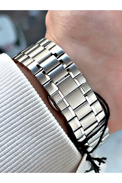 Slazenger Silver-Black Color 10 Atm Waterproofness Steel Cord Steel Case Men Wristwatch 2493.04Mr