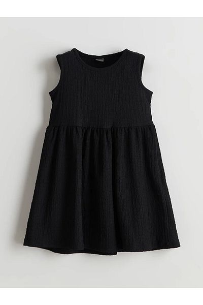 LC Waikiki Lcw Eco Black Crew Neck Girls' Dress
