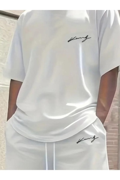 Moda Wear Unisex Baskılı Şort T-shirt 2 Li settt