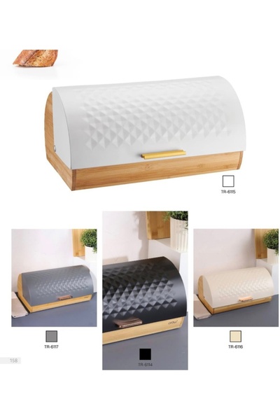 AROW Çırağan Home Rhodo Bambu Metal Raylı Ekmek Dolabı Ekmek Kutusu