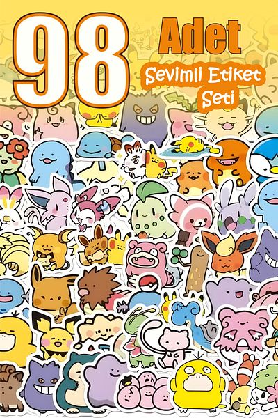 Grafikup Cute Sticker Set - 98 Pieces Pen Laptop Notebook Water Bottle Label