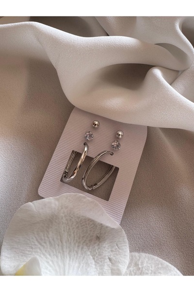 RİSE Silver 3-Piece Earring Set