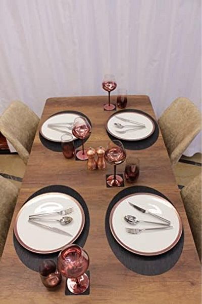 Mena Rise Şirinshop Oval Bamboo Pattern Laser Cut American Service 2 Pcs 35X45 cm 1108107
