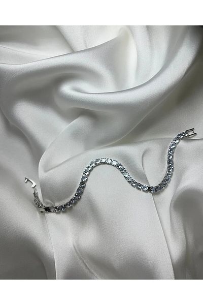Rodos Ticaret Waterway Stainless Steel Zircon Stone Tarnish Free Bracelet (Have Removable Extension) Stainless Steel