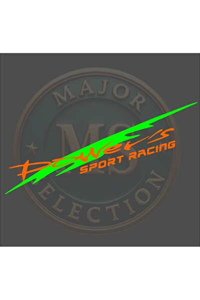 MS Major Selection ملصق باور سبورت ريسينغ مقاس 30×5.5 سم. باللون الأسود والأبيض والبرتقالي والأحمر والأخضر ولون الهولوغرام