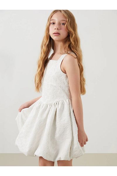 LC Waikiki Lcw Kids White Square Collar Girl Dress