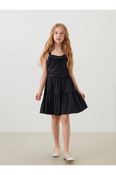 LC Waikiki Lcw Kids Black Square Neck Girl's Dress