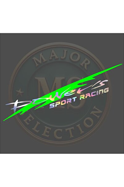 MS Major Selection ملصق باور سبورت ريسينغ مقاس 30×5.5 سم. باللون الأسود والأبيض والبرتقالي والأحمر والأخضر ولون الهولوغرام