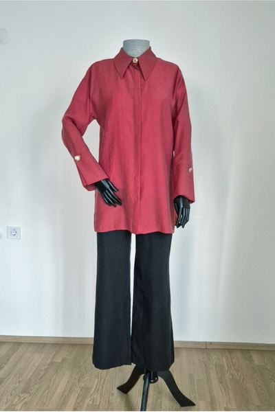 My Magazin Sivri Yaka Gold Düğme Detaylı Gömlek