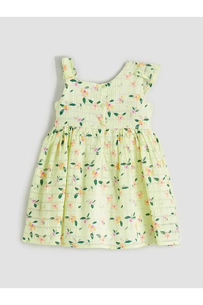 LC Waikiki Lcw Baby Ecru Crew Neck Floral Baby Girl Dress
