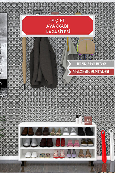 Kenzlife Ayakkabılık Fotin3 Byz 53*100*30 Kapaksız 3 Raflı 15 Çift Ayakkabı K...