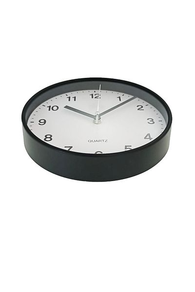 OEM Silent wall clock, with simple design, diameter 25 cm, analog display, black dial, white background