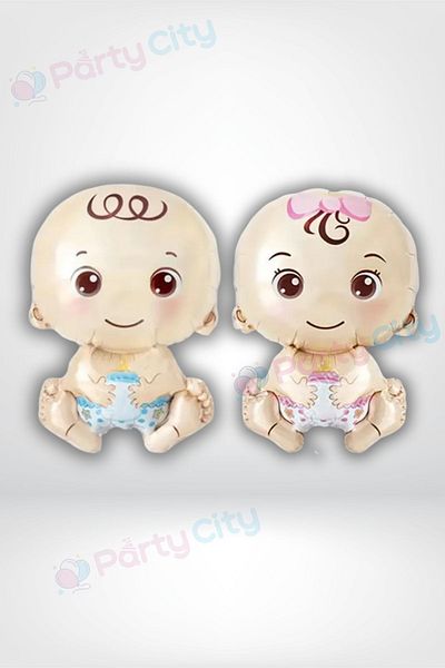 Party City Baby Shower Baby Foil Balloon Set |   2-Piece Party Balloon with Baby Girl and Boy Figures