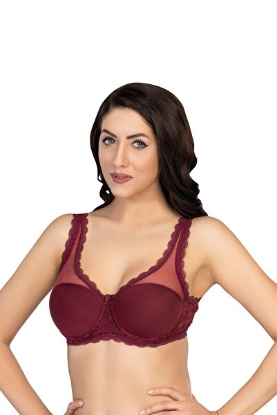 byasafkids Burgundy Mi Emay 172 D Padded Lace Balconette Minimizer