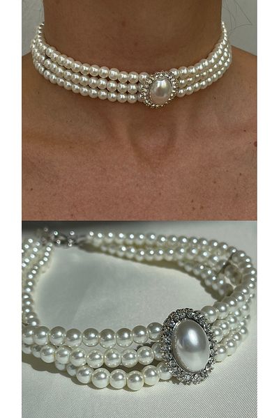 Twinssis Accessories Wilma Choker Necklace with Stones and Pearls