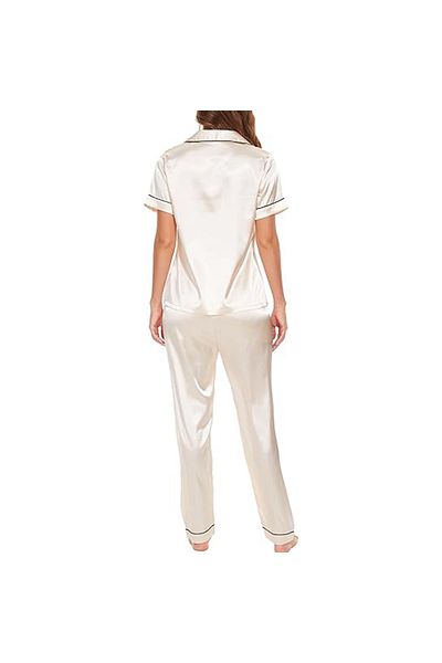 Caprisious Women's Luxurious Silk Satin Pajama Set - Soft and Comfortable Short Sleeve Nightwear