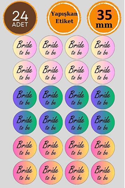 Emtory Home 24 Adet- Renkli Bride To Be Sticker - Paketleme Sticker - Nikah S...