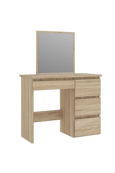 SERSIMO Masa De Toaleta Si Machiaj Beta Cu Oglinda Si 4 Sertare, 94x43x130 Cm, Finisaj Sonoma