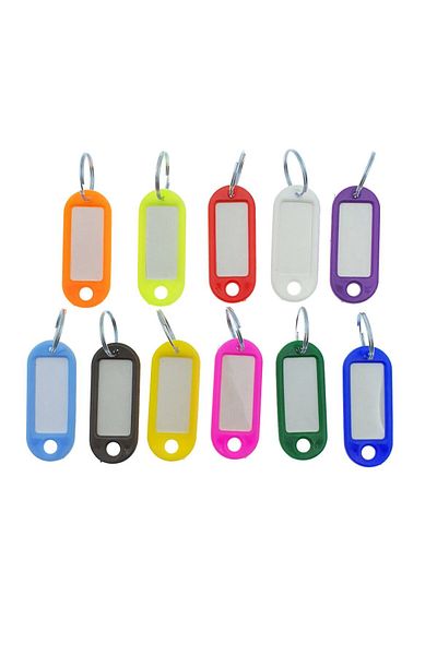 OEM Set of 100 Key Ring Tags with Identification Label and Snap Ring, 52 X 22 Mm