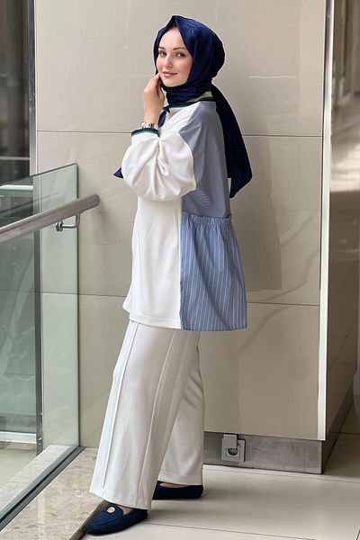 Ghisa Cap Pants Suit with Poplin Detail on the Back